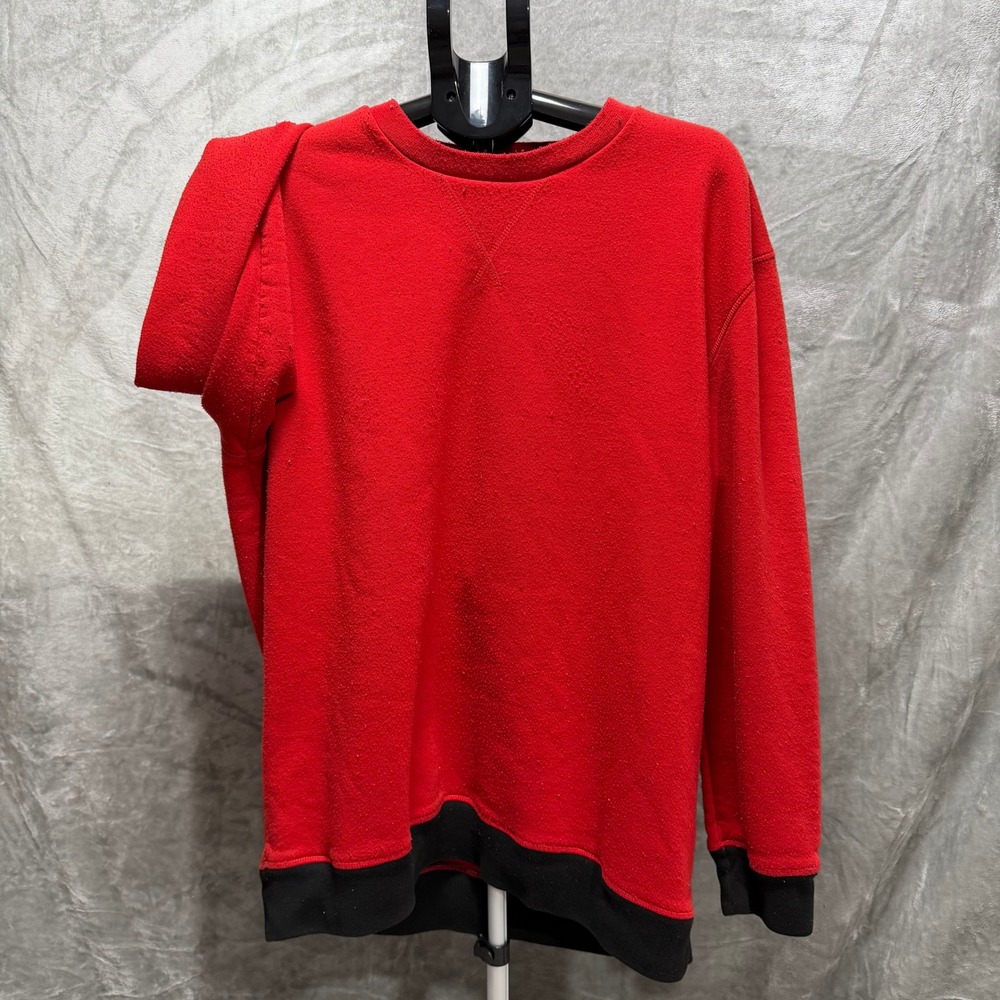 B-Society‎ Mens 2X Large Red Fleece Crewneck Sweatshirt Black Trim